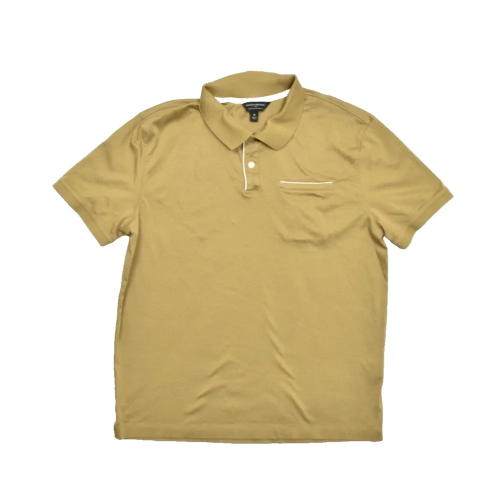 Banana Republic Luxe Touch Performance Polo Shirt Men's Size Medium M Gold Tan